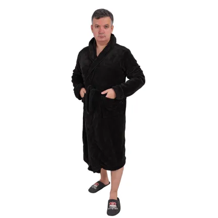 Halat de baie cocolino Negru cu gluga Halat de baie cocolino Negru cu gluga