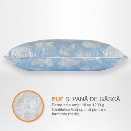 Perna puf gasca  bleu cu trandafiri 50x70 cm