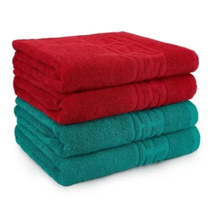 Set 4 Prosoape bumbac rosu si verde 50x90cm 500g Set 4 Prosoape bumbac rosu si verde 50x90cm 500g