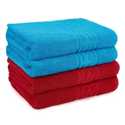 Set 4 Prosoape bumbac turcoaz si rosu 50x90cm 500g Set 4 Prosoape bumbac turcoaz si rosu 50x90cm 500g