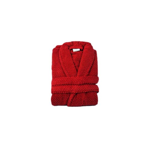 Halat de baie 100% Bumbac Rosu Inchis - imagine 3