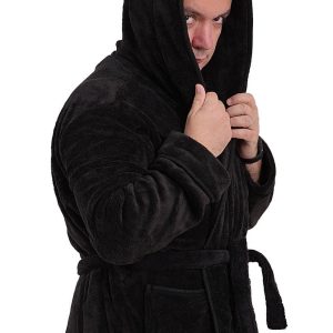 Halat de baie cocolino Negru cu gluga - imagine 1