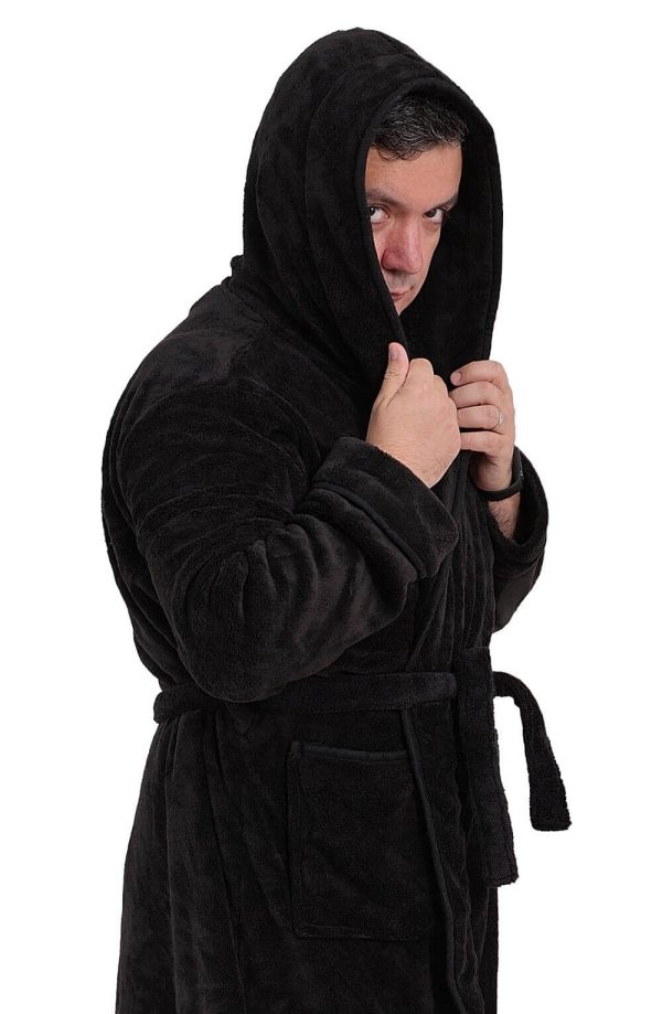 Halat de baie cocolino Negru cu gluga - imagine 1