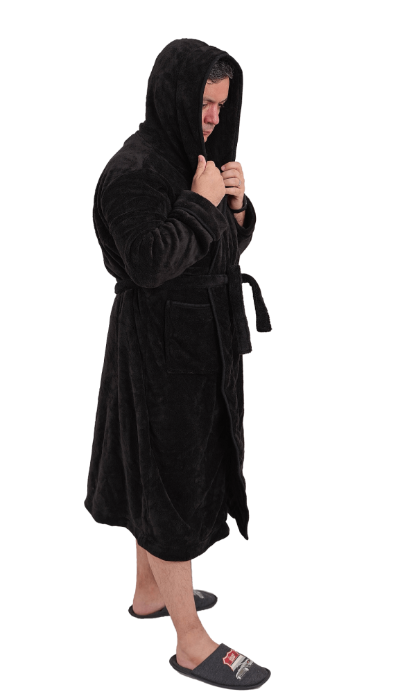 Halat de baie cocolino Negru cu gluga - imagine 2