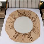 Husa impermeabila saltea cu elastic 160x200 cm + 2 fete perna Capuccino Husa impermeabila saltea cu elastic 160x200 cm + 2 fete perna Capuccino - imagine 2