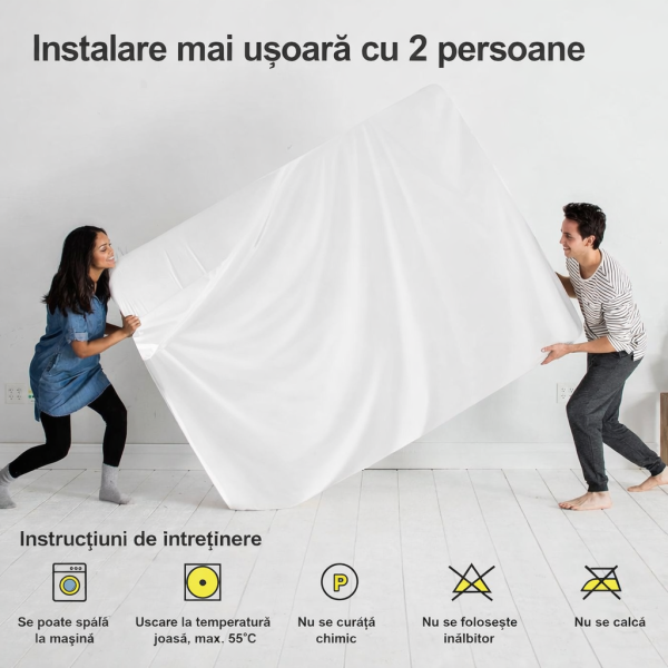Husa impermeabila saltea 180x200 cm cu fermoar, anti plosnite - imagine 2
