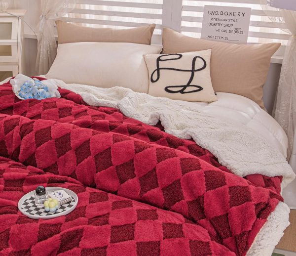 Patura Cocolino cu Blanita 200x230 Rosu Grena - imagine 1