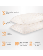 Set 2 perne puf alb cu trandafiri 50x70 cm Set 2 perne puf alb cu trandafiri 50x70 cm - imagine 2