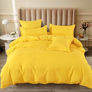 Lenjerie de Pat Bumbac Ranforce Galbena Lenjerie de Pat Bumbac Ranforce Galbena