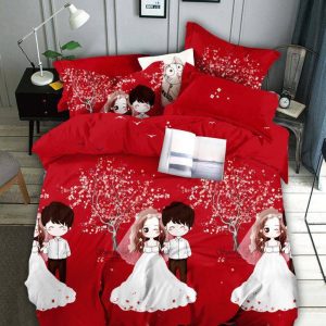 Lenjerie de Pat Finet 6 Piese Rosu