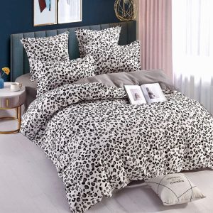 Lenjerie de Pat Finet Gri cu Alb