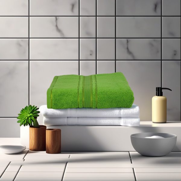 Prosop baie bumbac verde praz 70x130cm 600g - imagine 2