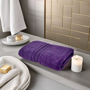 Prosop baie bumbac mov 70x130cm 600g Prosop baie bumbac mov 70x130cm 600g - imagine 1