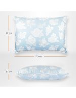 Set 2 perne puf gasca bleu cu trandafiri 50x70 cm Set 2 perne puf gasca bleu cu trandafiri 50x70 cm - imagine 1