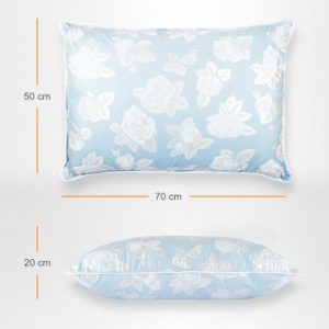 Set 2 perne puf gasca bleu cu trandafiri 50x70 cm - imagine 1