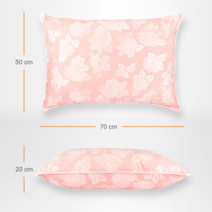 Set 2 perne puf gasca roz cu trandafiri 50x70 cm - imagine 1