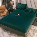 Set Cocolino verde smarald 4 piese pufoase, model dungi, pat dublu, cu elastic Set Cocolino verde smarald 4 piese pufoase, model dungi, pat dublu, cu elastic - imagine 4