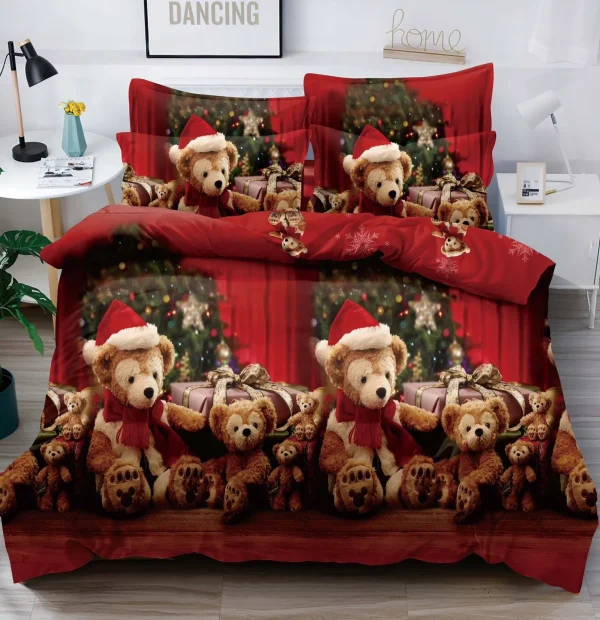 Lenjerie de Crăciun Pat Dublu - Bumbac Finet 6 Piese