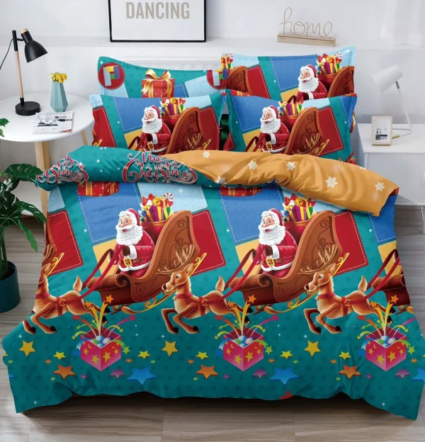 12 Lenjerie de Crăciun Pat Dublu - Bumbac Finet 6 Piese