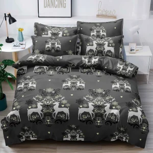 Lenjerie de Crăciun Pat Dublu - Bumbac Finet 6 Piese