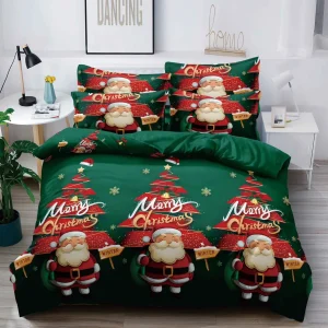 Lenjerie de Crăciun Pat Dublu - Bumbac Finet 6 Piese
