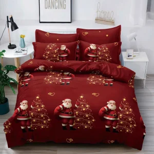 Lenjerie de Crăciun Pat Dublu - Bumbac Finet 6 Piese