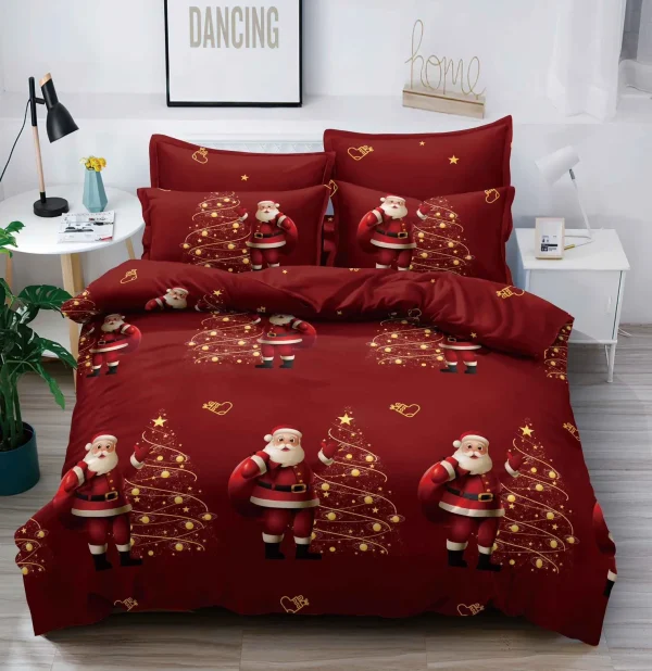 Lenjerie de Crăciun Pat Dublu - Bumbac Finet 6 Piese