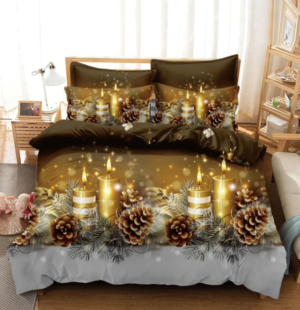 Lenjerie de Crăciun Pat Dublu - Bumbac Finet 6 Piese