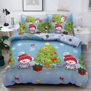 Lenjerie de Crăciun Pat Dublu - Bumbac Finet 6 Piese