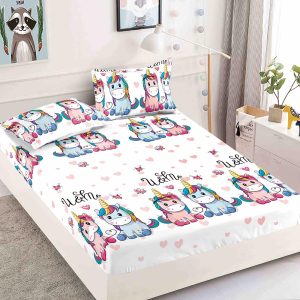 Husă Pat 90x200 cm Cu Elastic + 2 Fețe de Pernă – Bumbac Finet