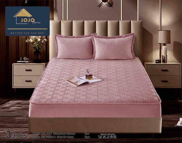 JOJTC16005 Husă Pat cu Elastic 160x200 cm tip Topper + 2 Fețe de Pernă 50x70 cm
