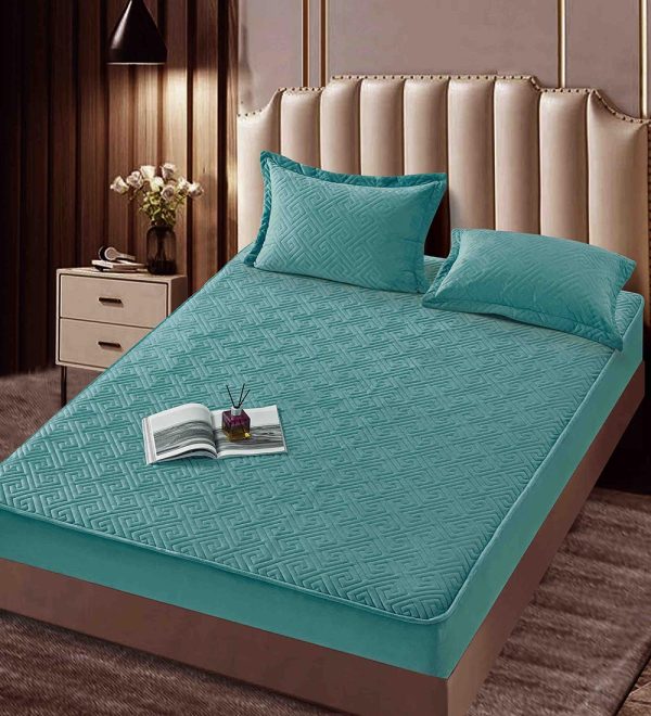 Husă Pat cu Elastic 160x200 cm tip Topper + 2 Fețe de Pernă 50x70 cm - imagine 1