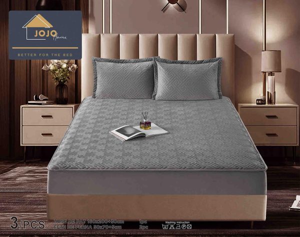 JOJTC16011 Husă Pat cu Elastic 160x200 cm tip Topper + 2 Fețe de Pernă 50x70 cm