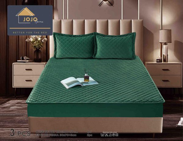 JOJTC18001 Husă Pat cu Elastic 180x200 cm tip Topper + 2 Fețe de Pernă 50x70 cm