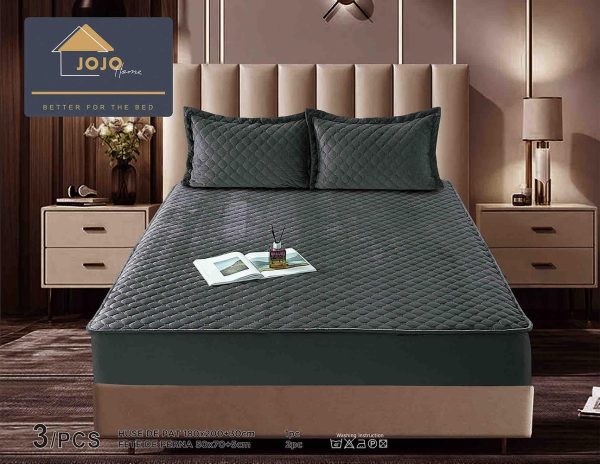 JOJTC18004 Husă Pat cu Elastic 180x200 cm tip Topper + 2 Fețe de Pernă 50x70 cm