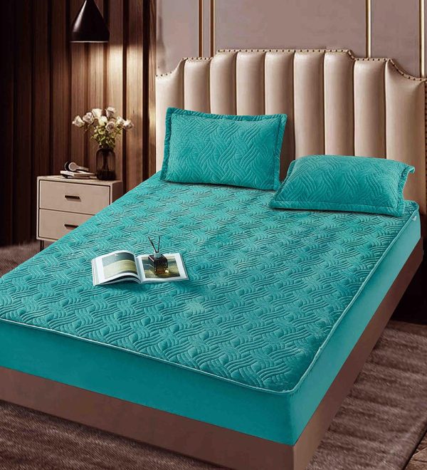 Husă Pat cu Elastic 180x200 cm tip Topper + 2 Fețe de Pernă 50x70 cm - imagine 1