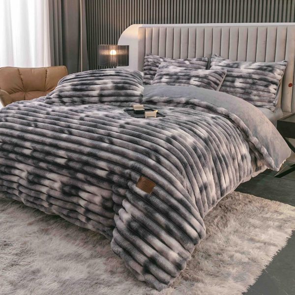 Lenjerie Pat Dublu cu Elastic Cocolino Pufoasa 4 Piese Stripes - imagine 2