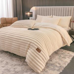 Lenjerie Pat Dublu cu Elastic Cocolino Pufoasa 4 Piese Stripes