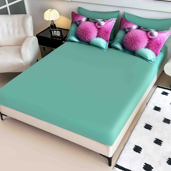 Lenjerie de Crăciun Pat Dublu cu Elastic - Imprimeu 5D 6 Piese - imagine 1