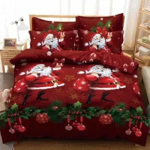 Lenjerie de Crăciun Pat Single - Bumbac Finet 3 Piese
