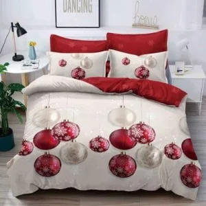 Lenjerie de Crăciun Pat Single - Bumbac Finet 3 Piese