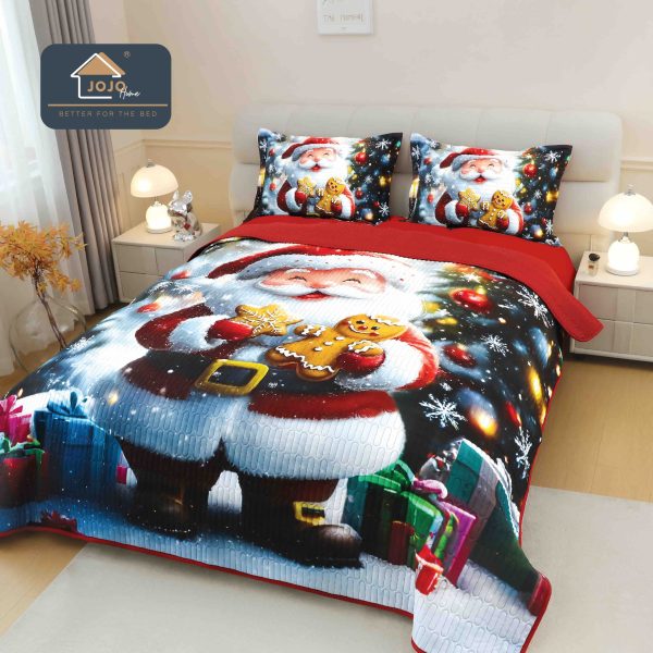 Set Cuvertura Pat Craciun 220×240 cm + 2 Fete Perna 50×70 cm 5D