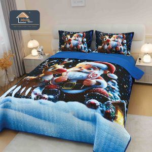 Set Cuvertura Pat Craciun 220×240 cm + 2 Fete Perna 50×70 cm 5D