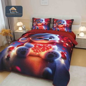 Set Cuvertura Pat Craciun 220×240 cm + 2 Fete Perna 50×70 cm 5D