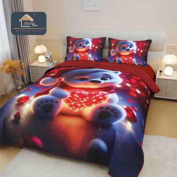 Set Cuvertura Pat Craciun 220×240 cm + 2 Fete Perna 50×70 cm 5D