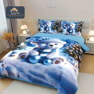 Set Cuvertura Pat Craciun 220×240 cm + 2 Fete Perna 50×70 cm 5D