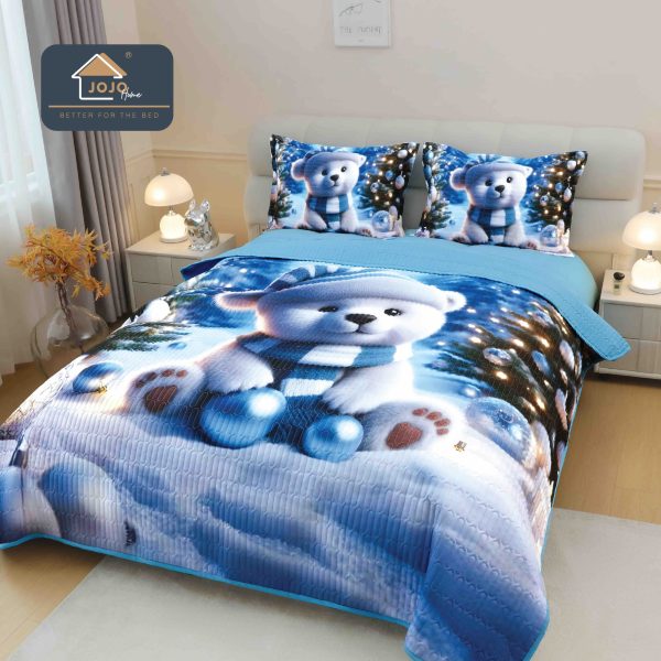 Set Cuvertura Pat Craciun 220×240 cm + 2 Fete Perna 50×70 cm 5D