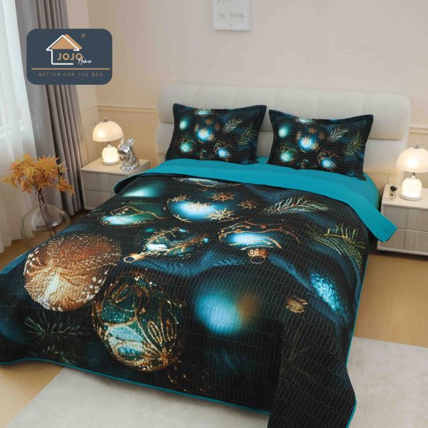 Set Cuvertura Pat Craciun 220×240 cm + 2 Fete Perna 50×70 cm 5D