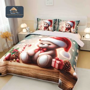 Set Cuvertura Pat Craciun 220×240 cm + 2 Fete Perna 50×70 cm 5D