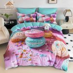 Lenjerie de Crăciun Pat Dublu cu Elastic - Imprimeu 5D 6 Piese